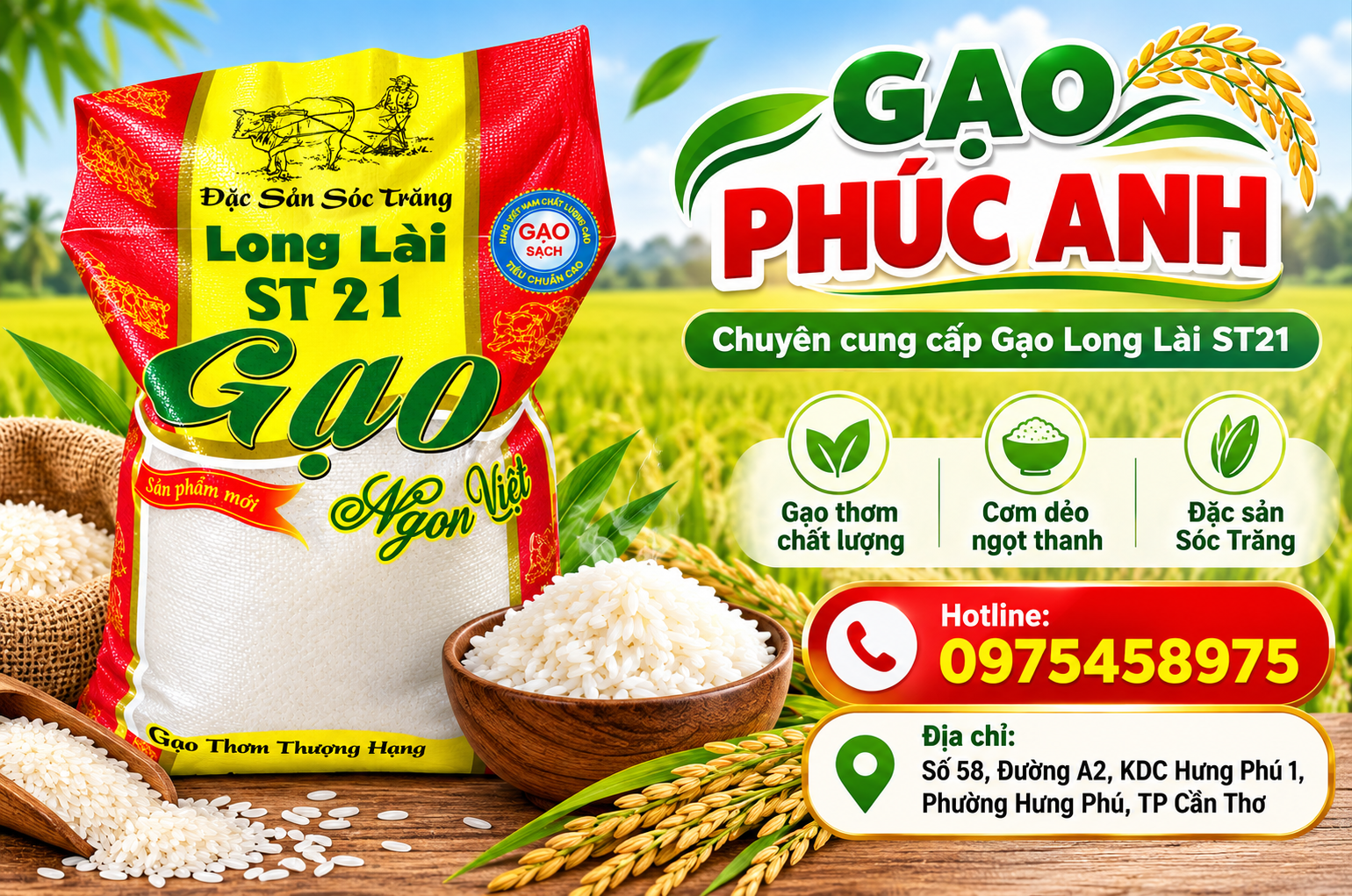 gạo Long Lài ST21 ngon tại Cần Thơ